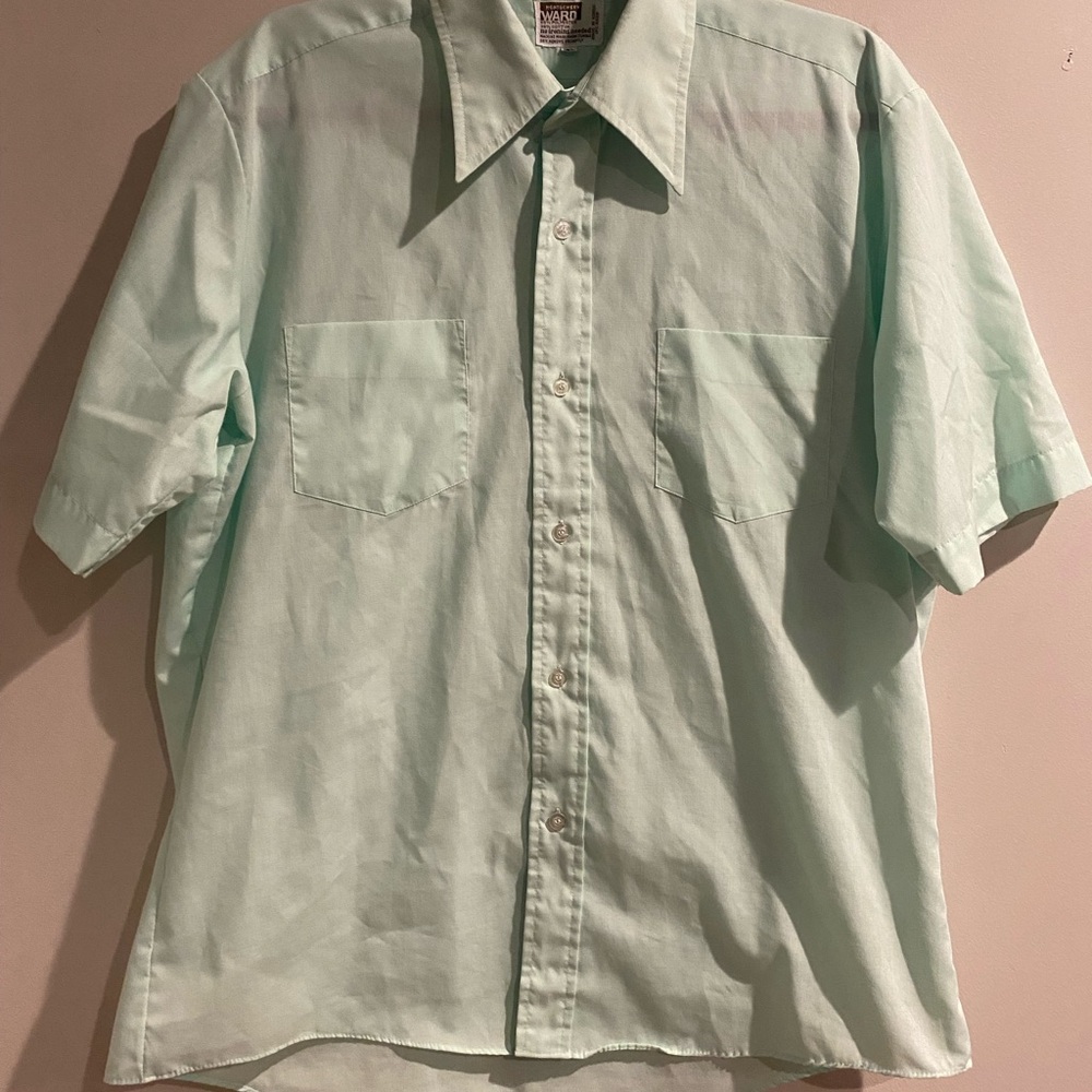 Mint Green Men's Montgomery Ward Short Sleeve Button Down Shirt